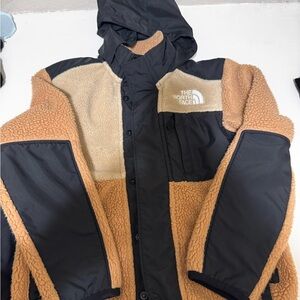 The North Face Tan and Black Fleece Jacket